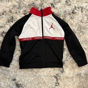 Jordan Kids Black, White, and Red Jacket and pants